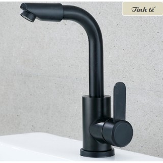 Vòi lavabo nóng lạnh đen Inox 304  MS4 - đầu vòi xoay 360 độ