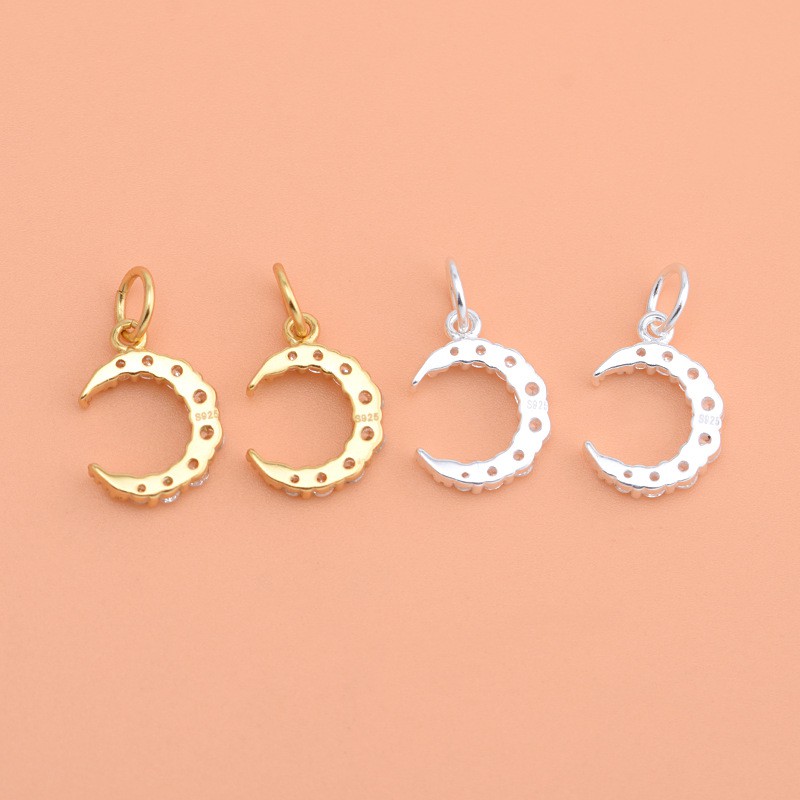 Charm bạc móc treo hình mặt trăng lưỡi liềm đính đá - Charm Bạc 925 - Mã CB236