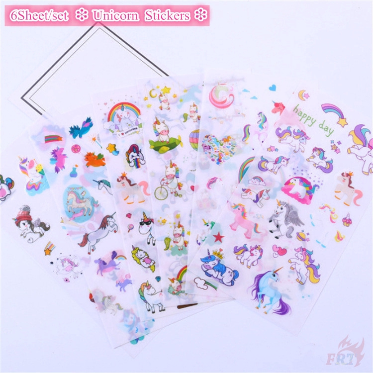 Set 6 tờ hình dán phong cách kì lân trang trí sổ tay máy tính ván trượt đa dụng