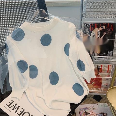 Áo Thun Tay Ngắn Họa Tiết Chấm Bi Thời Trang Mùa Hè Sành Điệu Cho Nữ