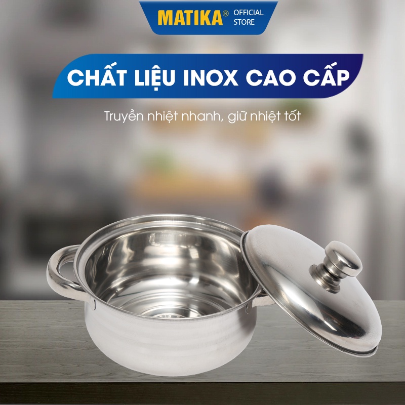 Bộ Nồi Inox 1 Đáy MATIKA MTK-C1 16, 18, 24 cm