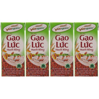 Lốc 4 hộp Thức uống gạo lức Huyết Rồng Việt Ngũ Cốc 180ml
