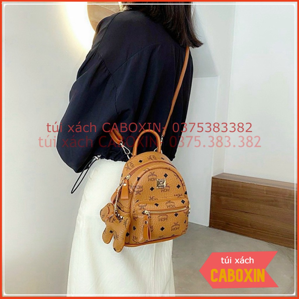 balo mini in họa tiết viền đinh tặng kèm móc hình cún  -CABOXIN tuyển sỉ toàn quốc