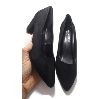 [SALE Lẻ Size] Giày Da Lộn Mũi Nhọn Gót Vuông 5 Phân Augustino