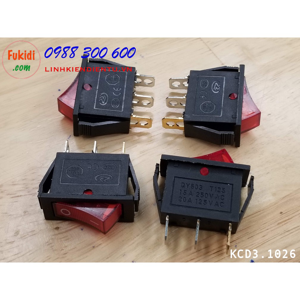 Công tắc bập bênh KCD3 5A 250V kích thước 10x26mm