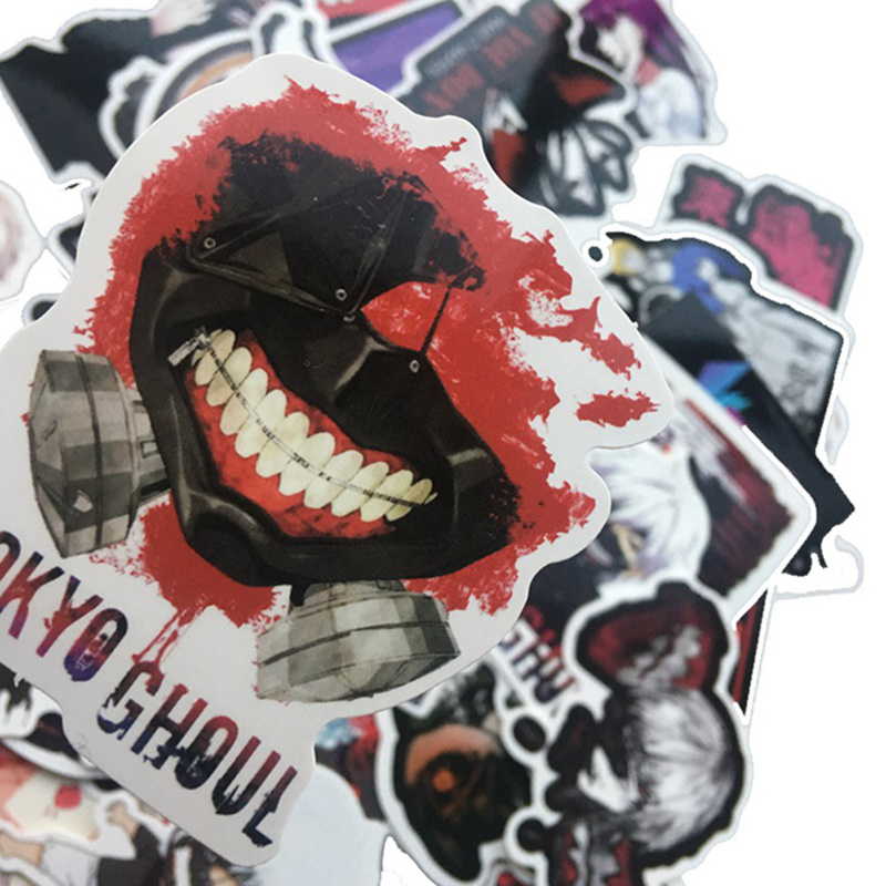 Set 50 Miếng Dán Trang Trí Laptop / Xe Hơi / Vali Hình Anime Tokyo Ghoul