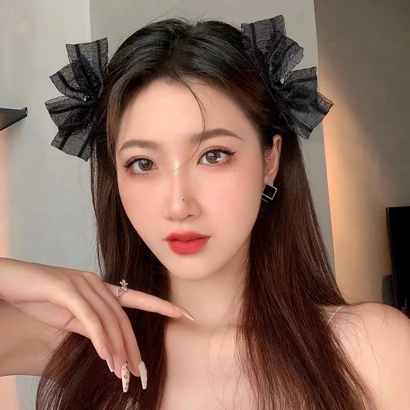 Kẹp Tóc Vải Ren Hình Nơ Trái Tim Phong Cách Hàn Quốc Dễ Thương Cho Bé Gái