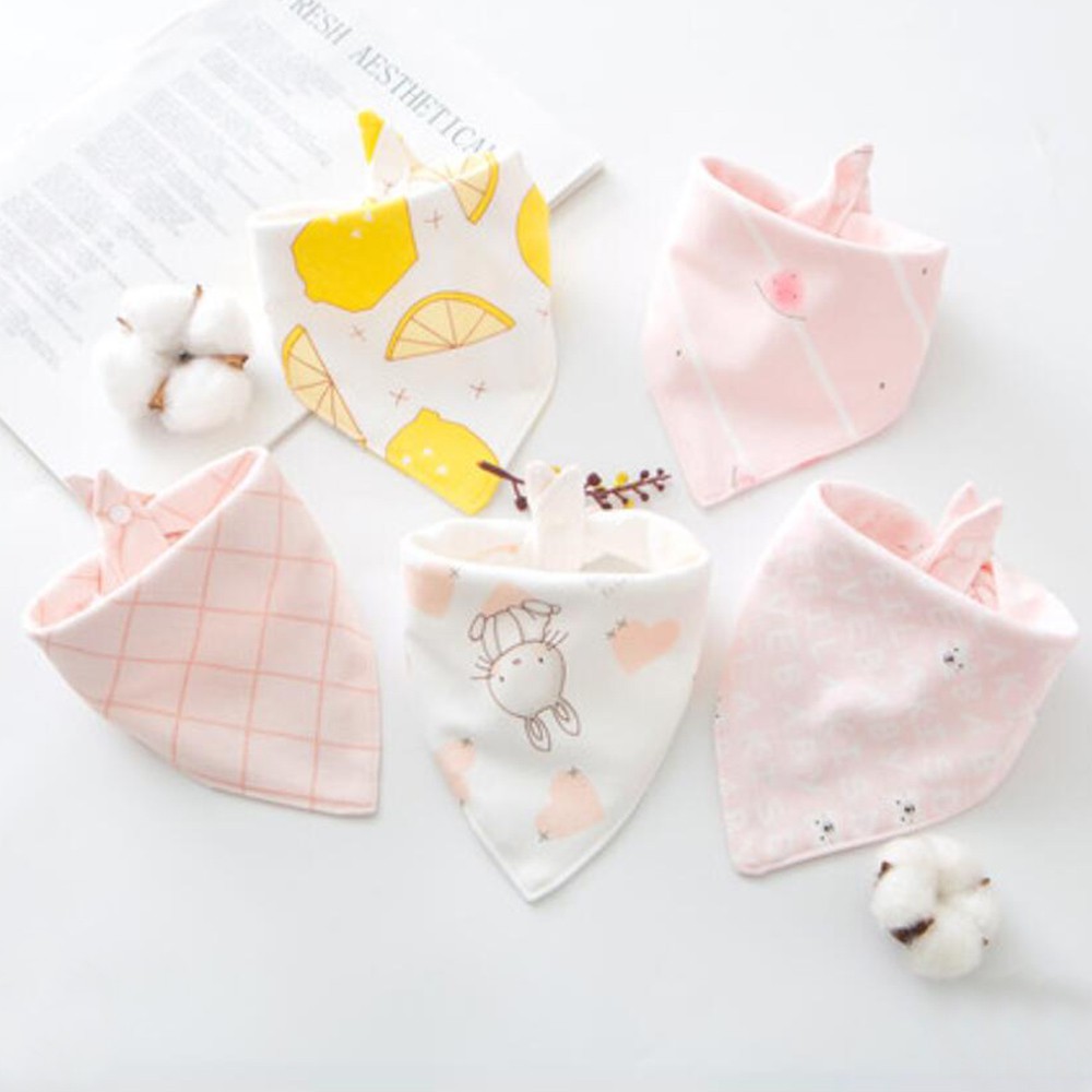 Bộ 5 yếm ăn cotton mềm mại hình tam giác dành cho em bé