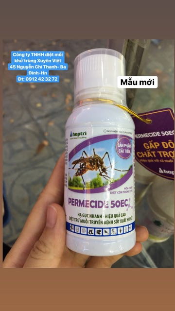 Combo thuốc diệt muỗi- côn trùng Permecide 50EC(100ml)+ chất bám dính, tồn lưu Dona USA 120SC(50ml)