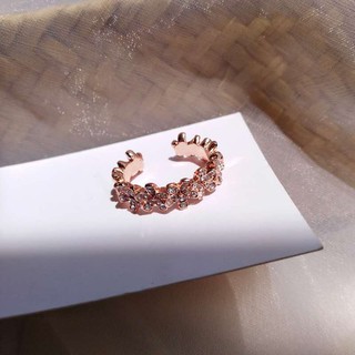 Nhẫn hồng vàng Hoa trang trí rhinestone Có khoảng trống có thể bóp để điều chỉnh