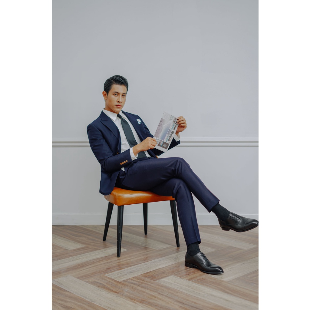 Bộ vest nam xanh than dáng 2 cúc Hàn Quốc lịch lãm-Shop Suit