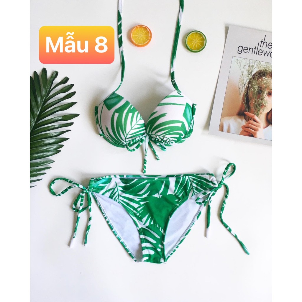 Bikini áo ngực quần chip cột nơ cam đất (9 màu)