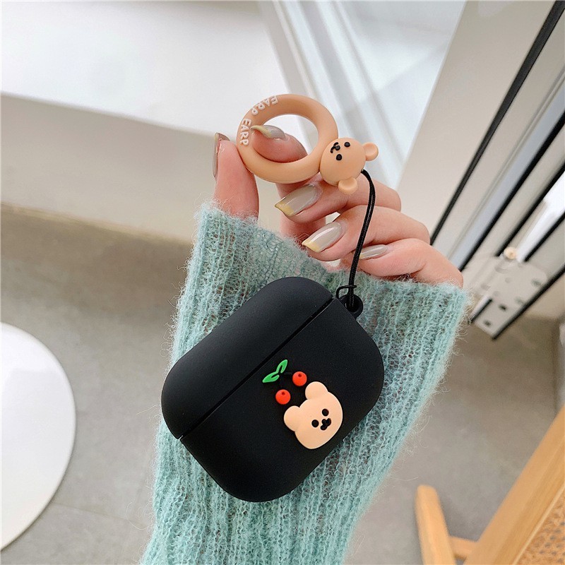 Vỏ Bọc Hộp Sạc Tai Nghe Không Dây Airpods 1 / 2 Thiết Kế Hình Gấu Cherry Dễ Thương