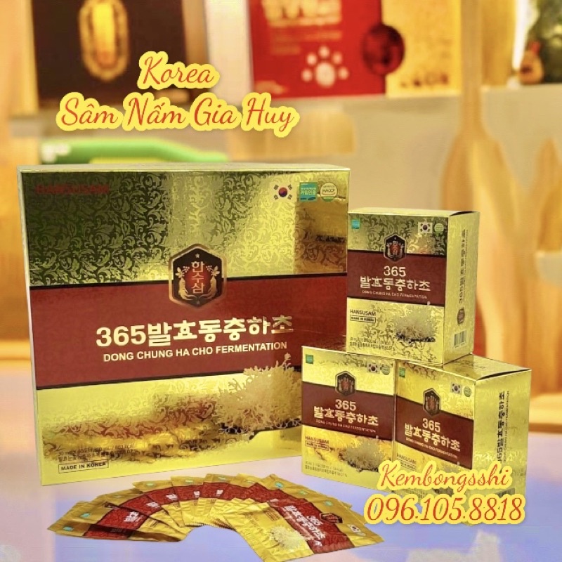 [HÀNG MỚI VỀ ] Đông Trùng Hạ Thảo 365 Hộp 60 gói Cao Cấp Hàn Quốc