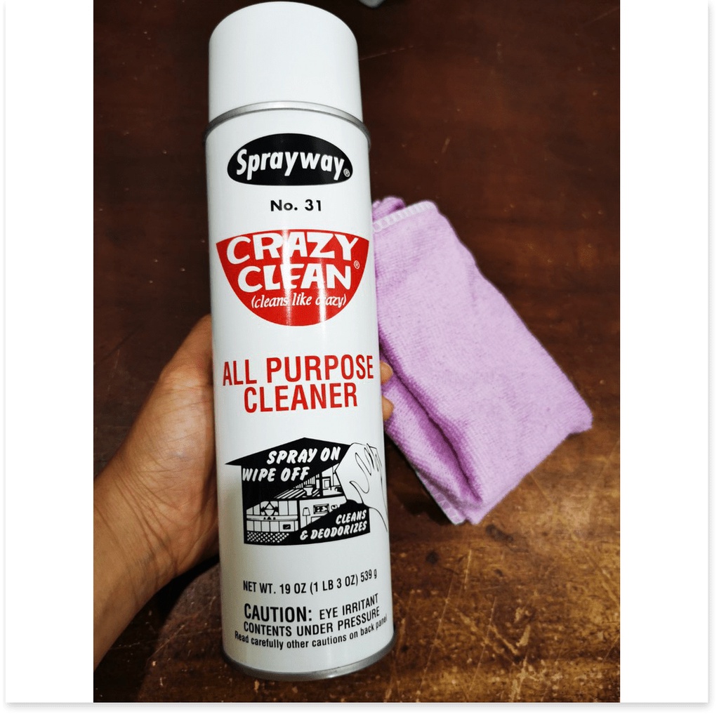 Dung Dịch Xịt Tẩy Đa Năng Sprayway Crazy Clean All Purpose Cleaner 539g Tẩy vết Mực, Tẩy Băng keo, Tẩy Dầu Tặng Kh