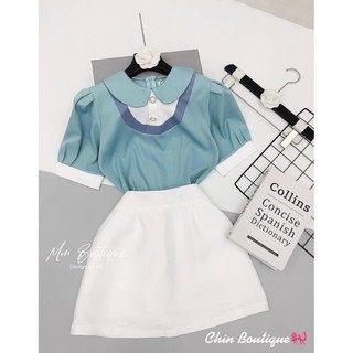 Set công sở áo sơmi kèm chân váy chữ A