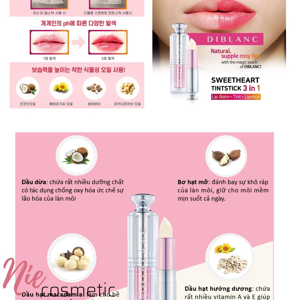 Son thông minh hữu cơ 3in1 DIBLANC LIPBALM + TINT + LIPSTICK