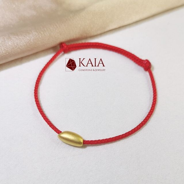 Vòng tay handmade charm  hạt gạo may mắn vàng phong thủy  - Tặng kèm dây chỉ đỏ may mắn - KAIA -  GA0001