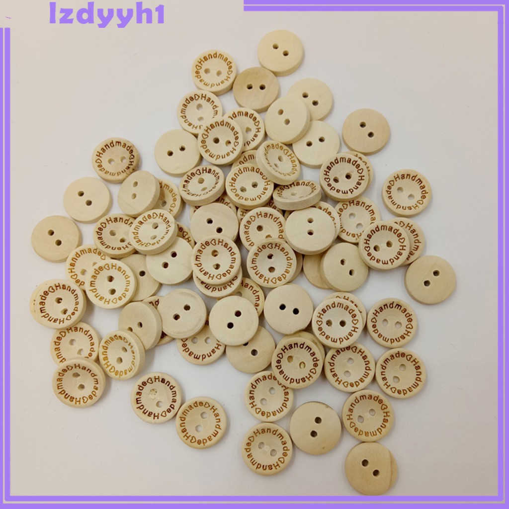 100 nút gỗ có 2 lỗ 15mm hình trái tim làm đồ thủ công
