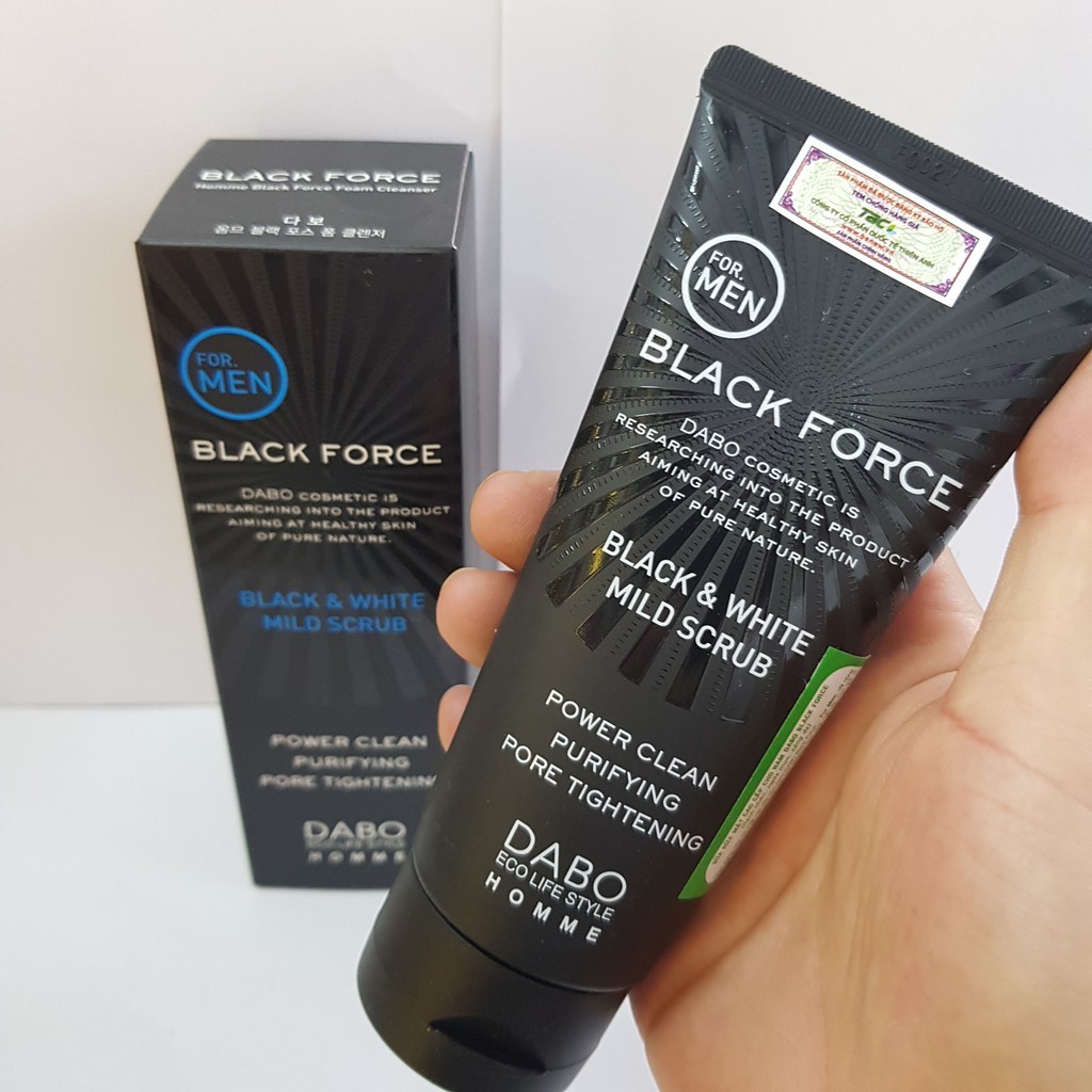 Sữa rửa mặt cho Nam Dabo Black Force 120ml/ Hộp Hàn quốc-Tinh chất than sạch da,xóa mụn dưỡng ẩm