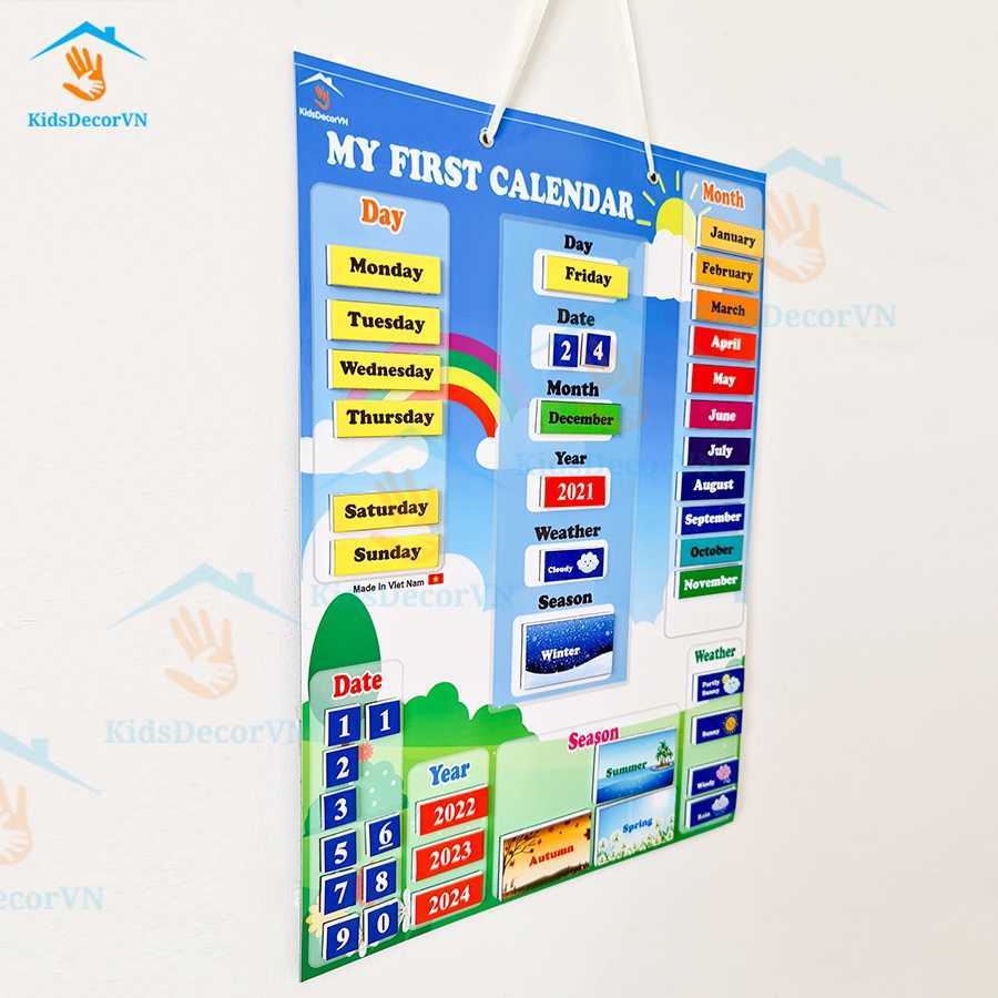 Lịch treo tường cho bé My first calendar lịch nam châm cho bé học tiếng anh kidsdecorvn