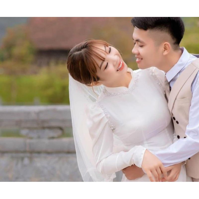 áo dài cưới hỏi - trắng _ đỏ