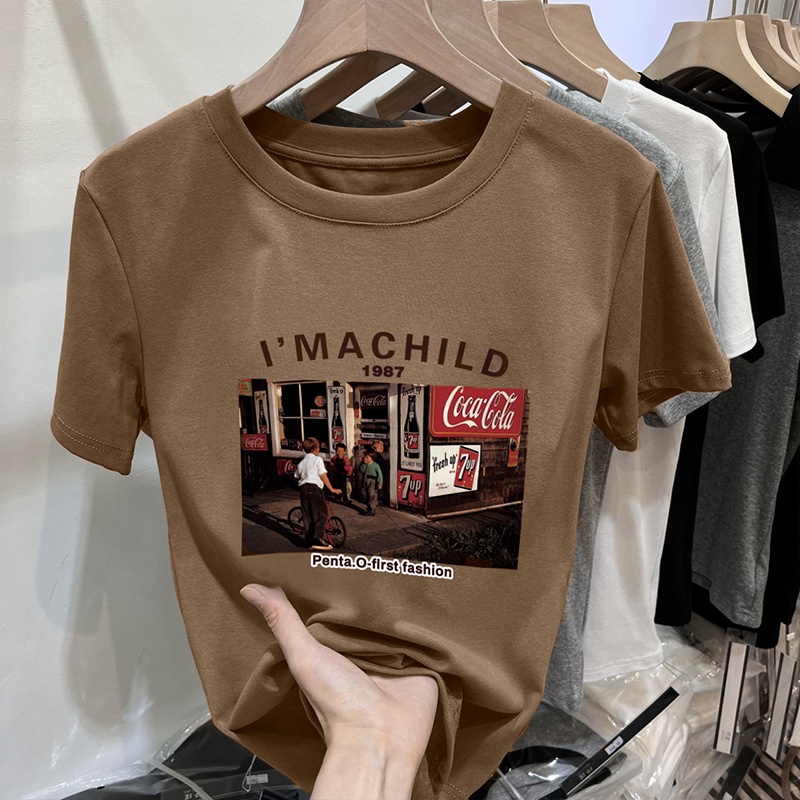 Áo Thun HIIXIIVI 100% cotton Tay Ngắn Cổ Tròn Thời Trang Mùa Hè Phong Cách Hàn Quốc Mới 2022