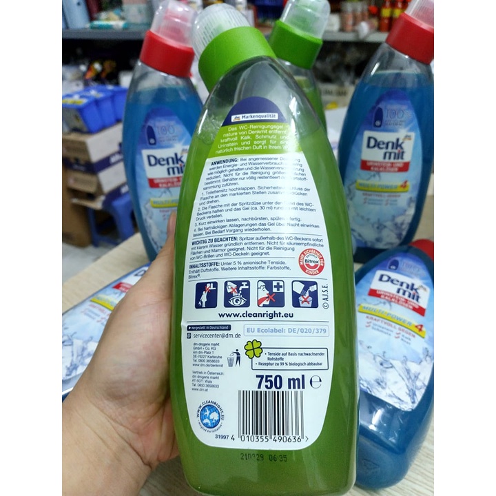 Denkmit WC Reiniger tẩy bồn cầu, toilet, nhà tắm nhập khẩu Đức dung tích 750 ml- sạch, thơm như wc resort