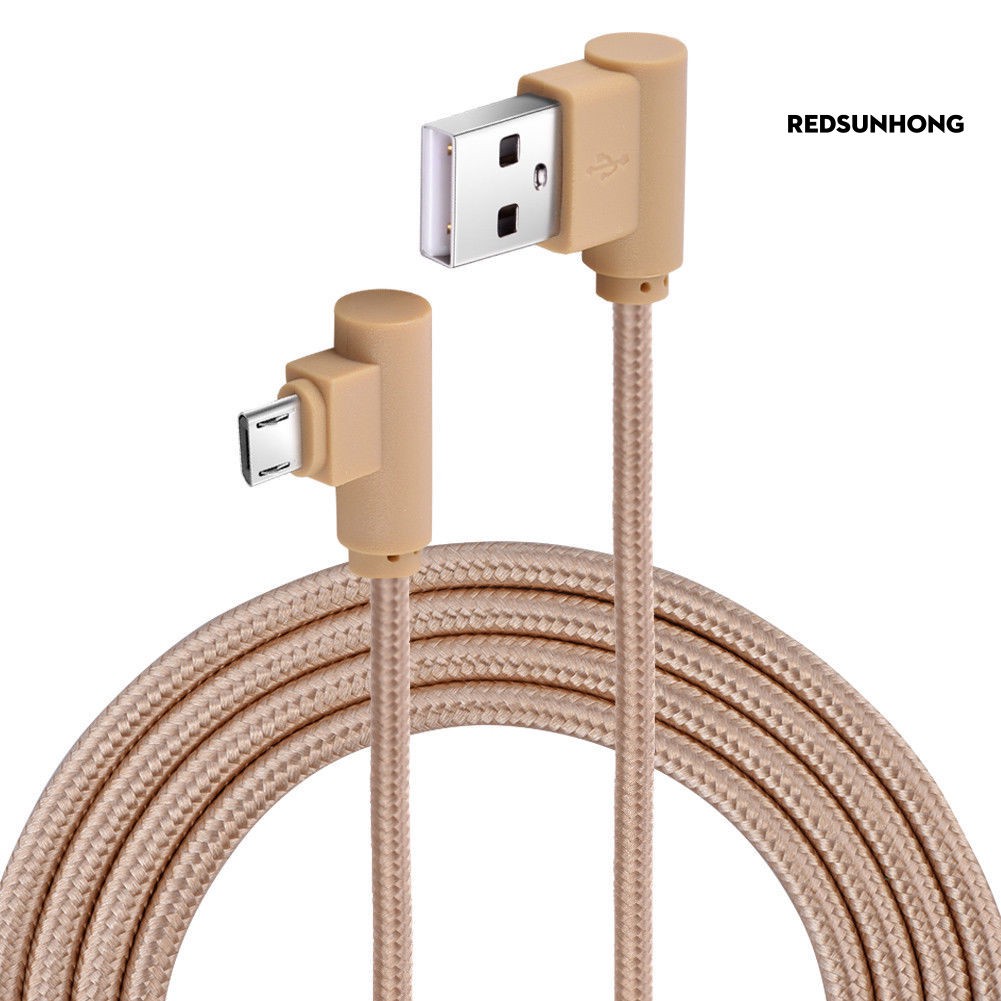 Cáp Sạc Micro Usb Bện Dây Góc 90 Độ Dài 1m
