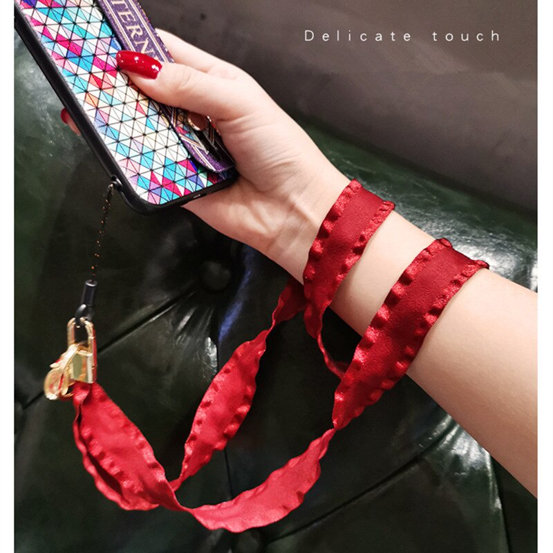 Dây đeo điện thoại/thẻ ID màu đỏ phong cách Trung Hoa truyền thống