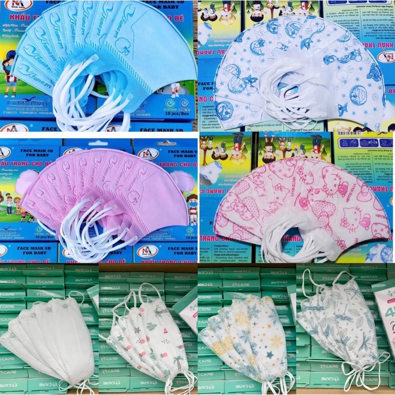 Hộp 10 Cái  Khẩu Trang Cho Bé 3 Lớp 5D BABY Họa Tiết Dễ Thương Chất Lượng Kháng Khuẩn Đạt Chuẩn Quốc Tế | BigBuy360 - bigbuy360.vn