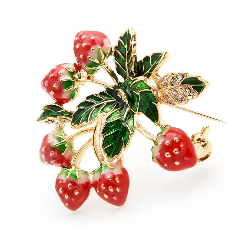 Ghim CàI ÁO HìNh Quả Dâu Tây ĐíNh Kim Cương Giả ThờI Trang Cho Nữ