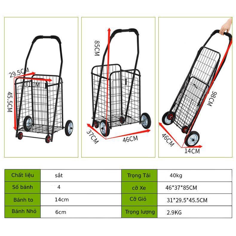Xe Đẩy Hàng , Xe siêu thị 2 tầng gấp gọn tiện dụng nhập khẩu mới XDC04