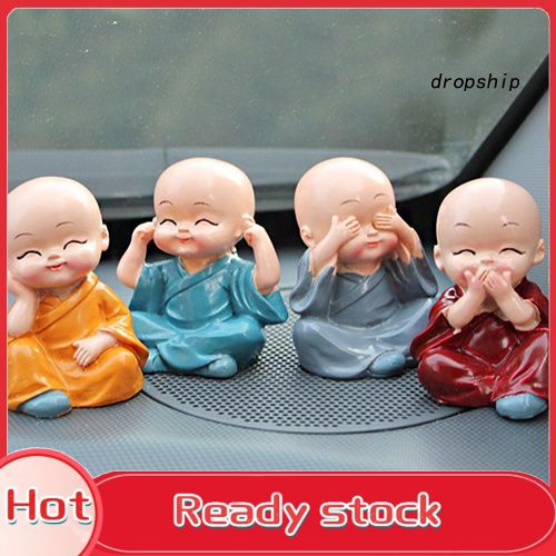 Set 4 Tượng Chú Tiểu Hoạt Hình Dễ Thương Dùng Để Trang Trí Nhà Cửa / Xe Hơi