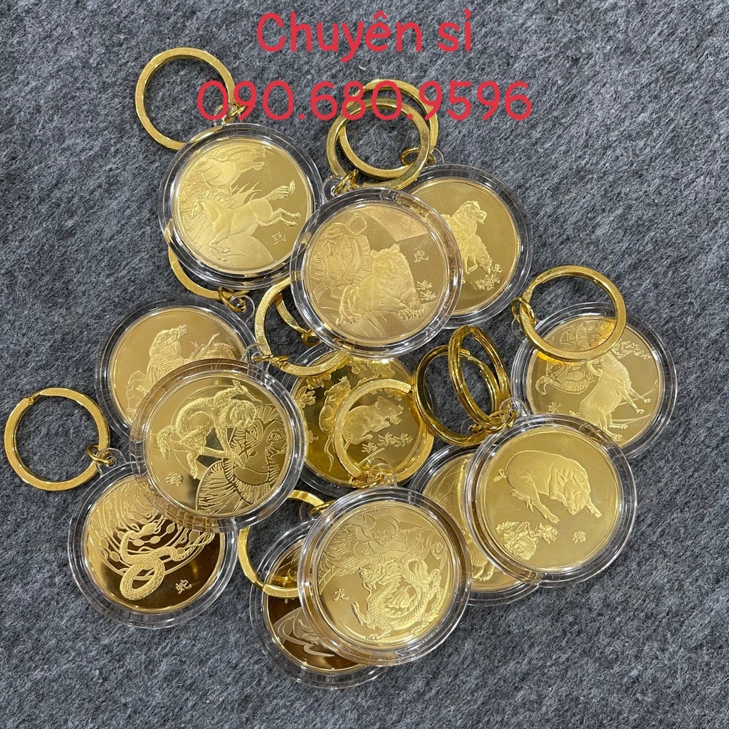 SỈ MÓC KHOÁ ĐỒNG XU 12 CON GIÁP CỰC ĐẸP, PHONG THUỶ MAY MẮN