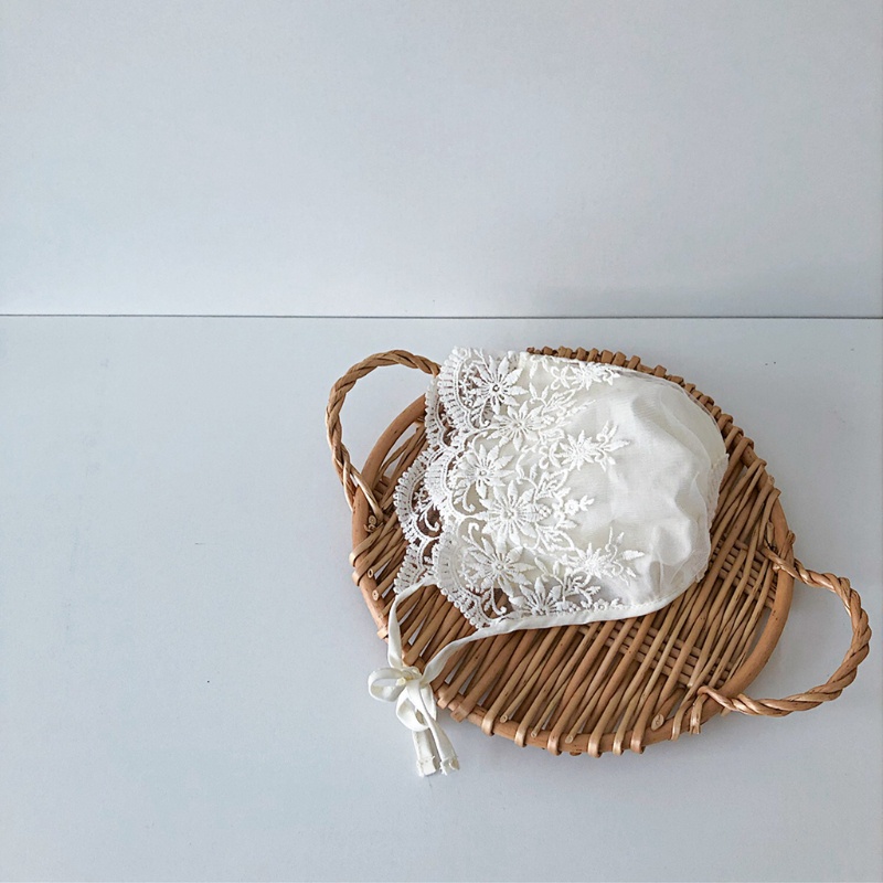 Mũ Cotton Phối Ren Dễ Thương Thoáng Khí Dành Cho Bé Gái