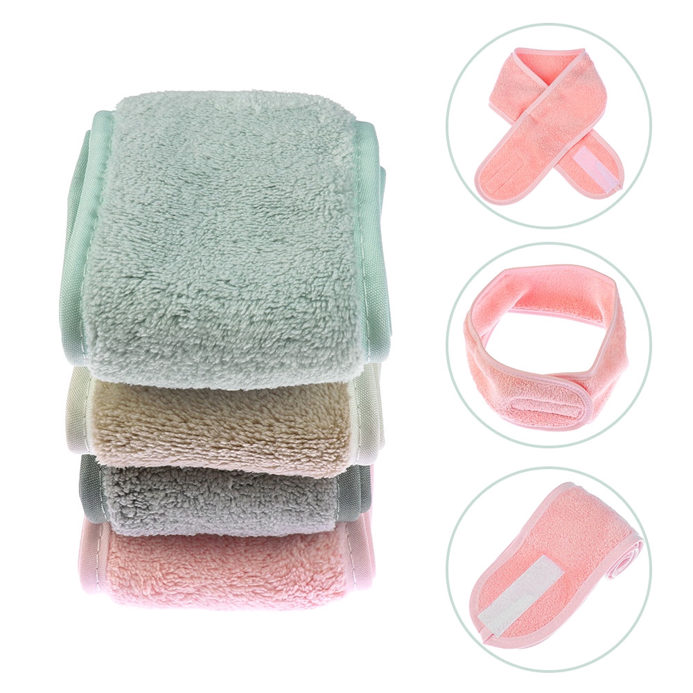 Băng đô quấn tóc bằng vải co giãn dùng khi rửa mặt/trang có thể điều chỉnh tiện dụng