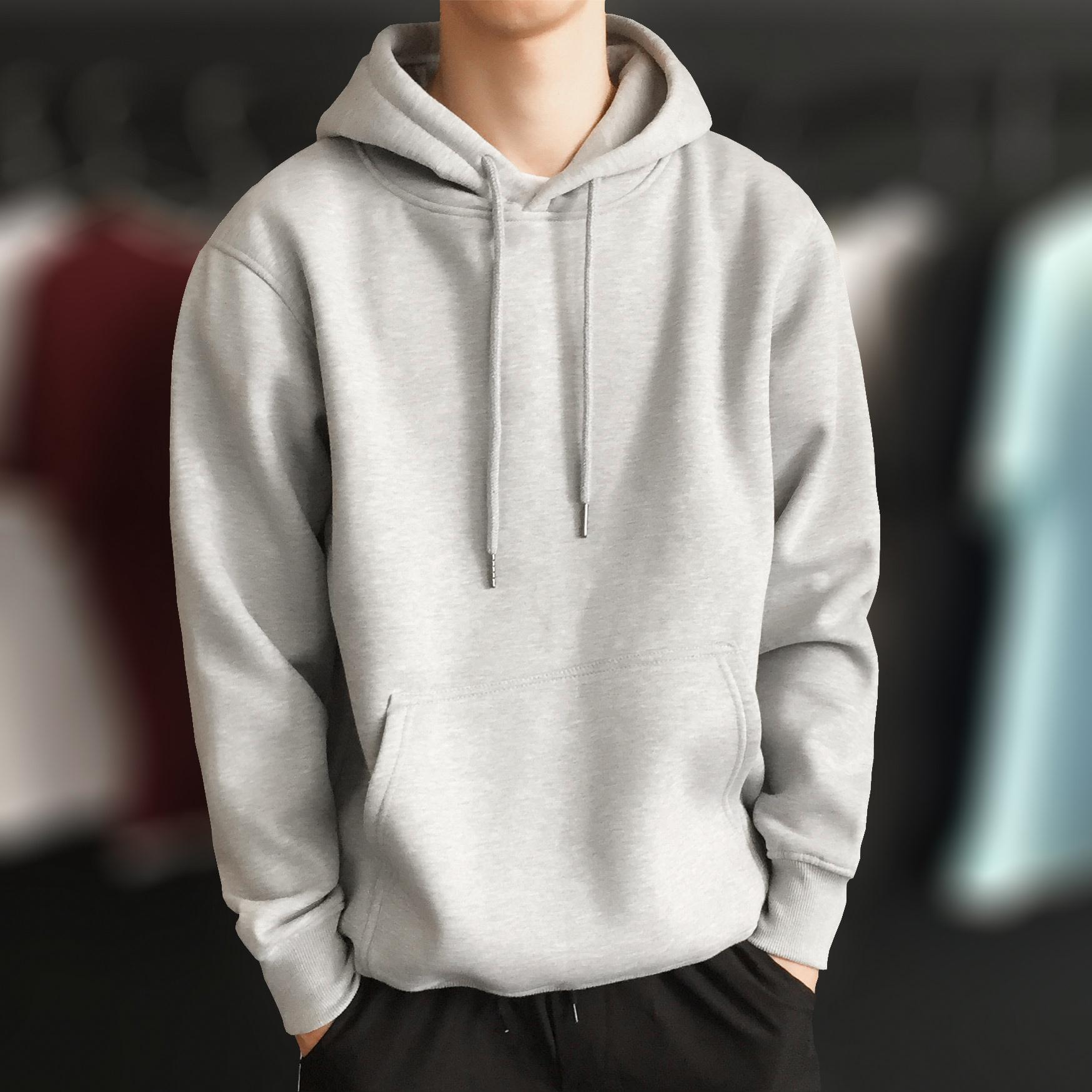 Áo hoodie size lớn trơn màu đơn giản theo phong cách xuân thu dành cho nam