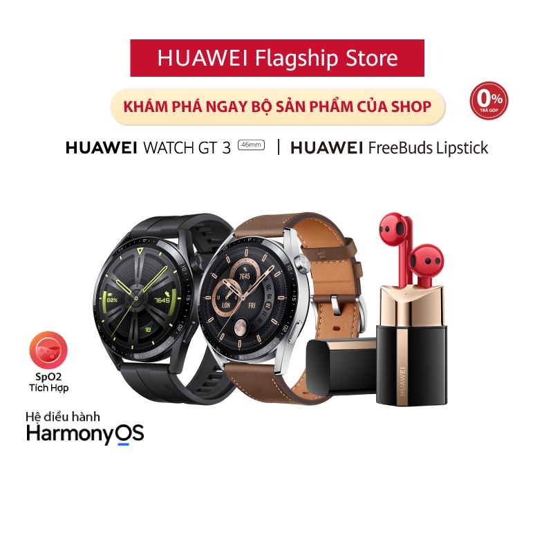 Bộ Sản Phẩm Huawei (Tai Nghe Không Dây Freebuds lipstick + Đồng Hồ Thông Minh Watch GT3)