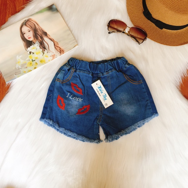 Quần short jean bé gái