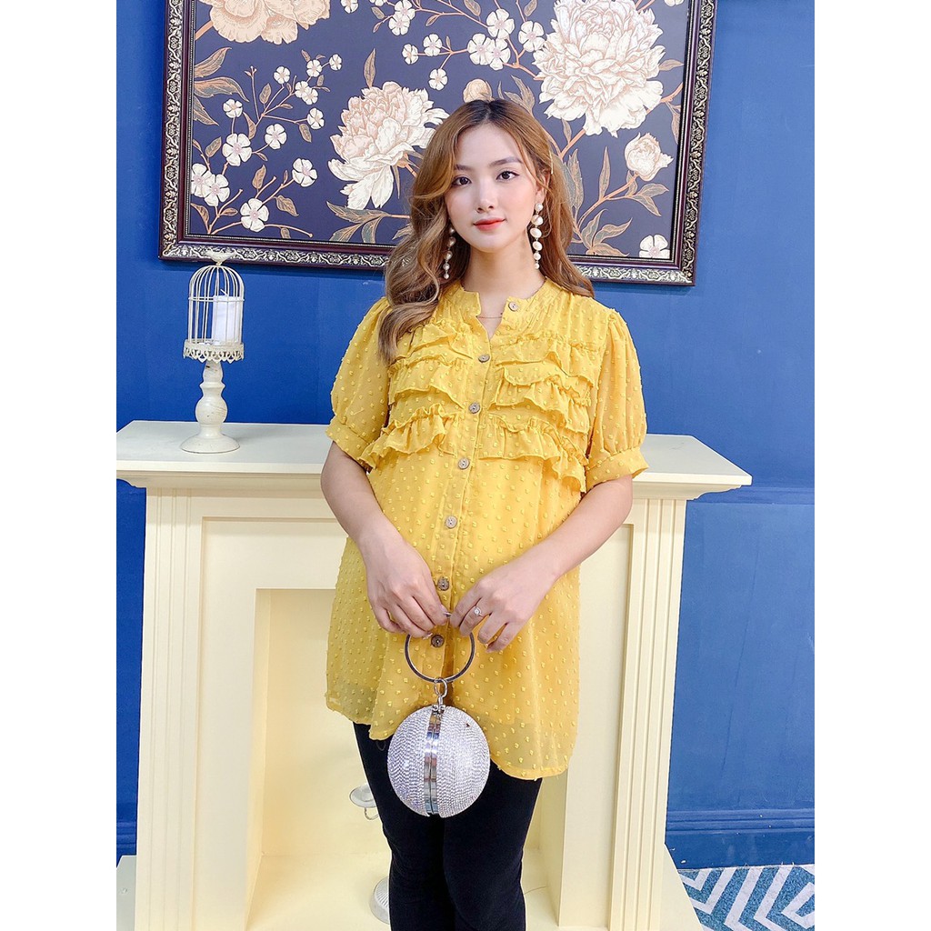 Áo Bầu Babydoll hoa nhí vàng vintage