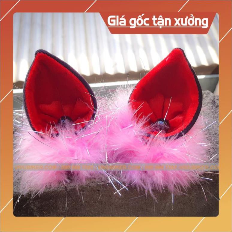 [Giống ảnh] Mũ bảo hiểm 3/4 kèm tai thỏ gắn nón trắng lót đỏ - Nón bảo hiểm tai mèo Fung Fing bảo hành 12th