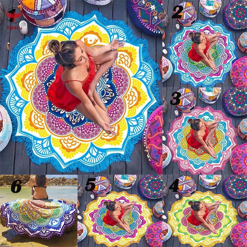 Thảm Tập Yoga/Đi Biển/Treo Tường Trang Trí Họa Tiết Hoa Sen Kiểu Ấn Độ Mandala