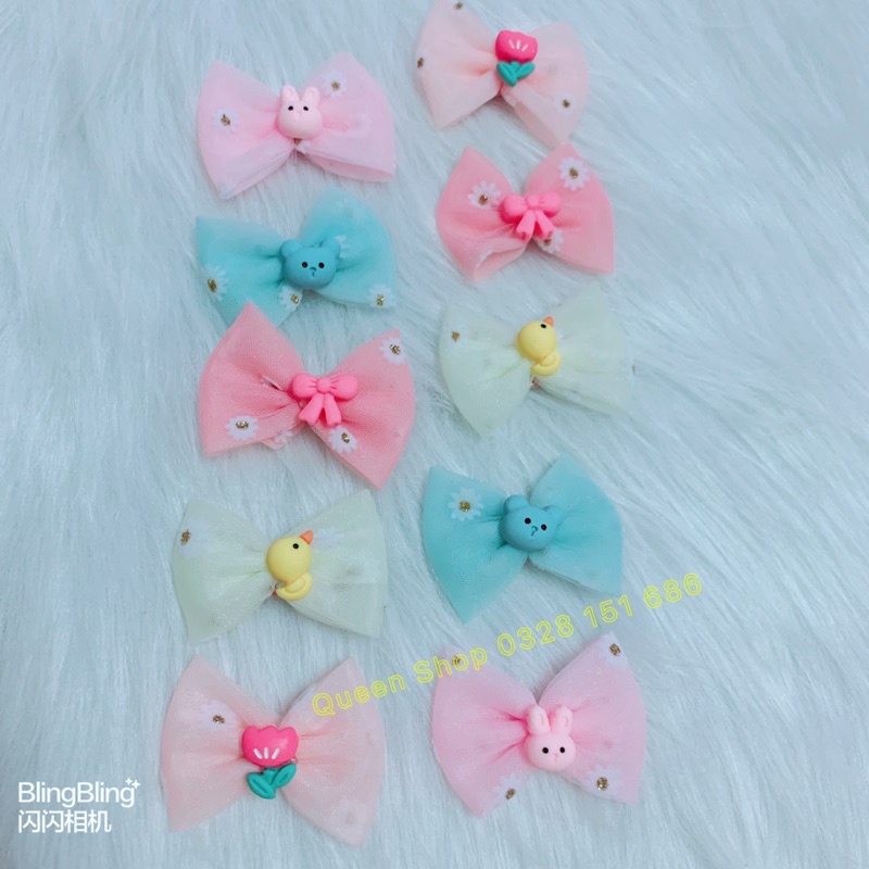 Sét 2 Kẹp tóc hình Hoa - Nơ dễ thương Siêu Xinh cho bé gái