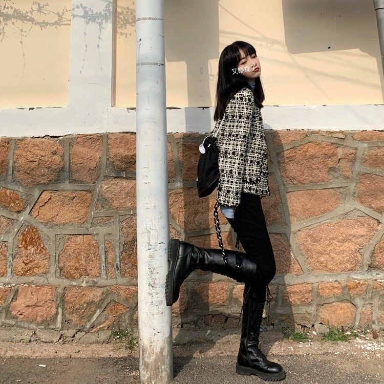 Xiaozhainv Quần jean dài Xiaozhainv lưng cao dáng ôm ống loe kiểu vintage cá tính cho nữ