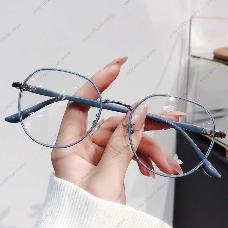 Mắt kính gọng kim loại tròn chống bức xạ máy tính cao cấp