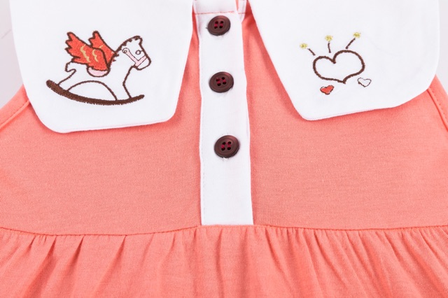 Váy hồng cam cổ vạt vuông Little Maven 2-7Y (có clip, ảnh thật)
