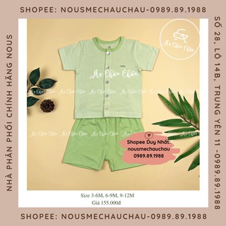 Bộ Cài Thẳng Cộc Petit Kẻ Xanh Cốm Trắng( Size Từ 3-6 Đến 9-12 Tháng) NOUS