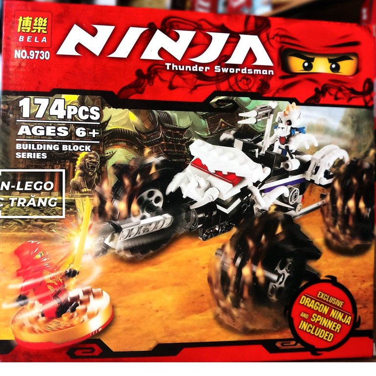 Đồ chơi lắp ráp Non Lego Ninjago Bela 9730 Season Phần 1 Xe Bộ Xương và Minifigures Kai áo Rồng đỏ con quay lốc xoáy