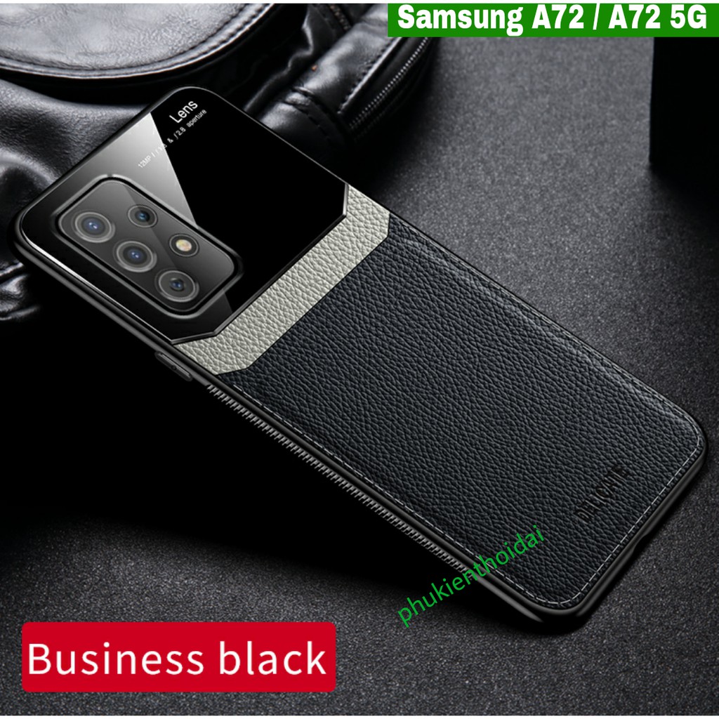 Ốp lưng Samsung Galaxy A72 / A72 5G chống sốc vân da kính chống bám bẩn cao cấp